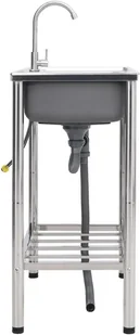 vidaXL Lumarko Zlewozmywak kempingowy, dwukomorowy, z kranem, stal nierdzewna 151211 - Zlewozmywaki - miniaturka - grafika 12