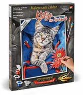 Plecaki szkolne i tornistry - Schipper Schipper 609240842 cyfry  kot w obrazie plecaka malowanie dla dorosłych, w zestawie pędzel i farby akrylowe, 24 x 30 cm 609240842 - miniaturka - grafika 1