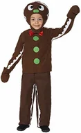 Stroje karnawałowe - SMIFFYS Kostium dzieci chłopcy ludzik z piernika, górna część, spodnie i zagłówek, rozmiar: M, 35939, brązowy 35939M - miniaturka - grafika 1