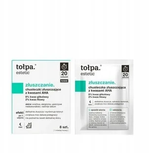 Tołpa estetic złuszczanie chusteczki złuszczające z kwasami AHA x 8 szt - Peelingi i scruby do twarzy - miniaturka - grafika 2