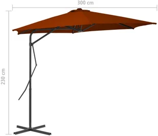 vidaXL Parasol ogrodowy na stalowym słupku, terakota, 300x230 cm vidaXL - Parasole ogrodowe - miniaturka - grafika 7