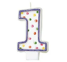Amscan Świeczki urodzinowe cyfry z kolorowymi punkty Polka Dots "Impreza" artykuły dekoracyjne INT176001 - Kinder party - miniaturka - grafika 5