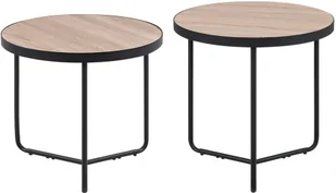 Beliani Zestaw 2 stolików kawowych jasne drewno MELODY Small and Medium - Ławy i stoliki kawowe - miniaturka - grafika 3
