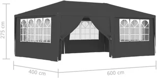 vidaXL Namiot imprezowy ze ściankami, 4x6 m, antracytowy, 90 g/m 48537 - Pawilony ogrodowe - miniaturka - grafika 9