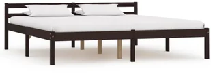 vidaXL Rama łóżka, ciemnobrązowa, lite drewno sosnowe, 160 x 200 cm - Łóżka - miniaturka - grafika 8