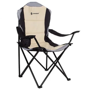 Springos Krzesło turystyczne składane wędkarskie kremowo-szaro-czarne CS0005 - Meble turystyczne - miniaturka - grafika 2