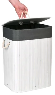 Kosz bambusowy na pranie 80L biało-szary - Kosze na bieliznę - miniaturka - grafika 5