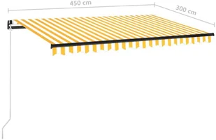 VidaXL Lumarko Ręcznie zwijana markiza z LED, 450 x 300 cm, żółto-biała! 3069123 VidaXL - Markizy - miniaturka - grafika 7