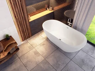 Corsan Wanna wolnostojąca E042 Reno 160 z wykończeniem czarnym 649087 - Wanny - miniaturka - grafika 8