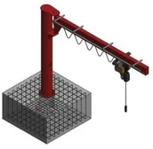 Wyposażenie gospodarstwa rolnego - 030 Żuraw słupowy obrotowy z wciągnikiem łańcuchowy elektrycznym na wózku elektrycznym udźwig 1000 kg długość ramienia 4000mm wysokość do belki 4000mm) 03077111 77111-uniw - miniaturka - grafika 1