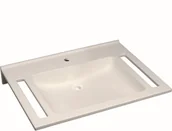 Umywalki - Geberit Ceramika Publica Umywalka wisząca z otworem na baterię 70x55 cm z wycięciami dla osób niepełnosprawnych biała 402170016 - miniaturka - grafika 1