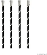 Słomki do napojów - PapStar Słomki z papieru z łyżeczką do granity pure, śr. 8 mm, 20 cm, czarno-białe Stripes 100 szt. 87991 - miniaturka - grafika 1