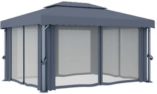 vidaXL Altana ogrodowa z zasłonami, 4 x 3 m, antracytowa - Altany ogrodowe - miniaturka - grafika 4