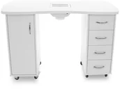 Meble kosmetyczne - ACTIVESHOP BIURKO 2027 BIAŁE DWIE SZAFKI Z POCHŁANIACZEM AS_106681 - miniaturka - grafika 1