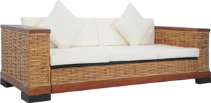 vidaXL 2-cz. zestaw wypoczynkowy, poduszki, brązowy, naturalny rattan 3+2 - Komplety wypoczynkowe - miniaturka - grafika 11