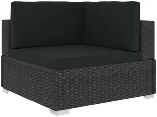 vidaXL Fotele narożne, 2 szt., z poduszkami, polirattan, czarne - Fotele - miniaturka - grafika 3