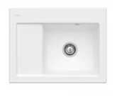 Zlewozmywaki - Villeroy & Boch Subway 45 Compact Classicline (ceramiczny) 650x510mm KM (prawa komora) stone [Biały mat] (331301RW) - miniaturka - grafika 1