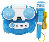 Instrumenty muzyczne dla dzieci - Teddies mikrofon do karaoke niebieski na baterie ze światłem - miniaturka - grafika 1