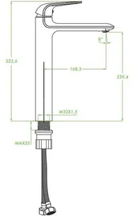Laveo Zorita stojąca wysoka z korkiem BAZ_62ND - Baterie umywalkowe - miniaturka - grafika 3
