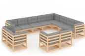 Meble ogrodowe - vidaXL 12-cz. zestaw wypoczynkowy do ogrodu, z poduszkami, lita sosna 3077004 - miniaturka - grafika 1