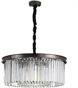 Lampy sufitowe - KKST Glamour LAMPA wisząca kryształowa OPRAWA okrągły ZWIS crystal antracyt przezroczysty KKSMP0097 - miniaturka - grafika 1