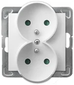 Gniazdka elektryczne - Ospel Impresja biały gniazdo podwójne +0) do ramki z przesłonami GP-2YRZP/m/00 GP-2YRZP/m/00 - miniaturka - grafika 1