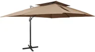 Parasole ogrodowe - vidaXL Parasol wiszący z podwójną czaszą, taupe, 400x300 cm vidaXL - miniaturka - grafika 1
