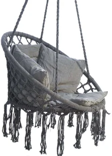 SASKA GARDEN Hamak ażurowy fotel wiszący 80x60cm luxe z poduszką szary 1026954 - Fotele ogrodowe wiszące - miniaturka - grafika 16