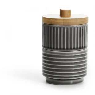 Sagaform Coffee - 2 mieseczki do serwowania/cukiernica z pokrywką, szareceramika/bambus, 8×13 cm SF-5018071 - Cukiernice - miniaturka - grafika 2