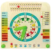 Zabawki interaktywne dla dzieci - Hess Holzspielzeug Hess lakierowania drewnianych zabawek 14658  Stand  kinderlern Zegar ścienny z drewna, ok. 25 x 25 cm - miniaturka - grafika 1