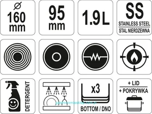 Yato Yato Rondel z pokrywką 160 mm 1,9 l YG-00060 - Akcesoria gastronomiczne - miniaturka - grafika 7