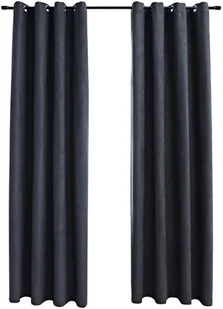 vidaXL Zasłony zaciemniające z metalowymi kółkami, 2 szt., antracytowe - Zasłony - miniaturka - grafika 6