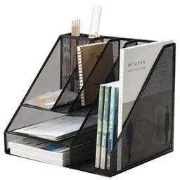 Q-CONNECT Organizer z przybornikiem Office Set, metalowy, A4, czarny KF18473 - Przyborniki na biurko - miniaturka - grafika 4