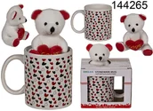 Walentynki - imprezownia24h Kubek w serduszka z Pluszowym Misiem na Walentynki 144265 - miniaturka - grafika 1