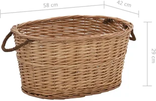 Saska Garden vidaXL na drewno, z uchwytami, 58x42x29 cm, naturalna wiklina vidaXL - Akcesoria kominkowe - miniaturka - grafika 8