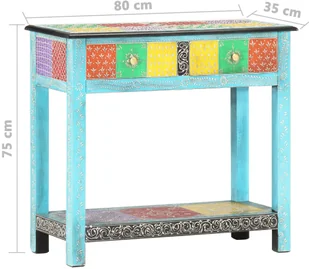vidaXL Ręcznie malowana konsola, 80x35x75 cm, lite drewno mango - Stoły - miniaturka - grafika 16