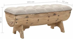 vidaXL Ławka ze schowkiem, lite drewno i tkanina, 103 x 51 x 44 cm vidaXL - Ławki do przedpokoju - miniaturka - grafika 8