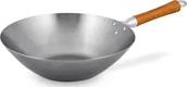 Woki - NoName Patelnia patelnia wok 32 cm stal/drewno srebrny/brązowy twm_872257 - miniaturka - grafika 1