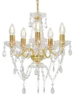 Lampy sufitowe - GSTORE Żyrandol z kryształowymi koralikami złoty 5 żarówek E14 GS-281602 - miniaturka - grafika 1