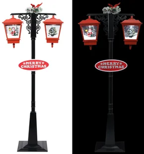 vidaXL Świąteczna latarnia z Mikołajem, czarno-czerwona, 81x40x188 cm - Pozostałe akcesoria świąteczne - miniaturka - grafika 2