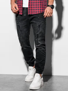 Ombre Spodnie męskie jeansowe joggery P939 - czarne - Spodnie męskie - miniaturka - grafika 4