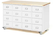 Meble do szkół i przedszkoli - AJ Produkty Komoda z szufladami, Handtag z ramką na etykietę, 16 szuflad, biały - miniaturka - grafika 1