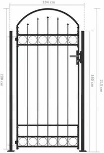vidaxl Furtka ogrodzeniowa z górnym łukiem i 2 słupkami, 100 x 200 cm - Ogrodzenia - miniaturka - grafika 6