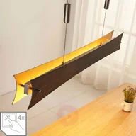 Lampy sufitowe - Ściemniana lampa wisząca LED Ebba, czarno-złota - miniaturka - grafika 1