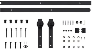 vidaXL System do montażu drzwi przesuwnych, 183 cm, stal, czarny - Drzwi wewnętrzne - miniaturka - grafika 6