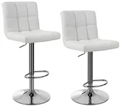 Taborety i hokery - SONGMICS Songmics stołek barowy, z oparciem i trwałą podstawą o średnicy 41 cm, regulacja wysokości, obicie poliuretanowe 777LJB64W - miniaturka - grafika 1