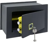Sejfy i kasy pancerne - Domus di/2 sejf na ścianie, z kluczem, ciemny szary - miniaturka - grafika 1