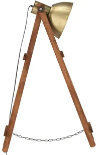 VidaXL Lampa podłogowa, kolor mosiądzu, E27, lite drewno mango 320588 VidaXL VidaXL - Lampy sufitowe - miniaturka - grafika 5