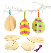 Kinder party - Baker Ross jajka wielkanocne 3D z drewna  idealne jako prezent wielkanocny lub jako mała niespodzianka na imprezę dla dzieci (6 sztuk) - miniaturka - grafika 1