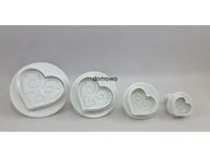 Formy do ciast - FOREMKI WYKRAWACZE do ciastek lukru masy 4 serca - miniaturka - grafika 1